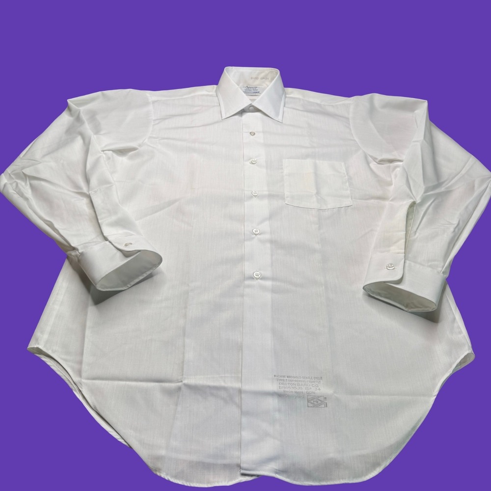 Vintage Arrow Decton Perma-Iron Broadcloth Shirt 15 1/2 34 Sanforized USA XL